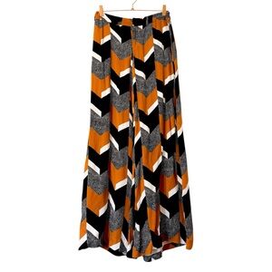 Elevenses Anthropologie Wide Leg Dress Pants Orange Black White Flowy Size 4